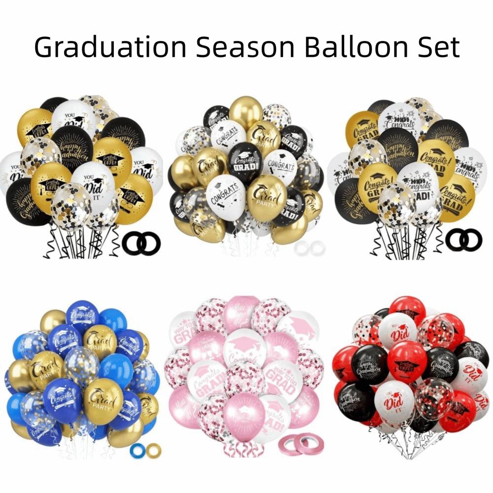 Black Gold Graduation Decorations Cap Printing Latex Balloon Confetti Balloon School Celebration
