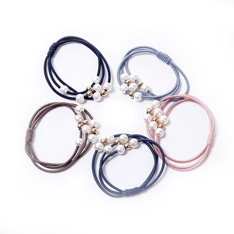 5pcs Korean Fashion Pearl Elastic Hair Bands Women Girls Hair Ties Rope Headwear Children Kids Hair Accessories