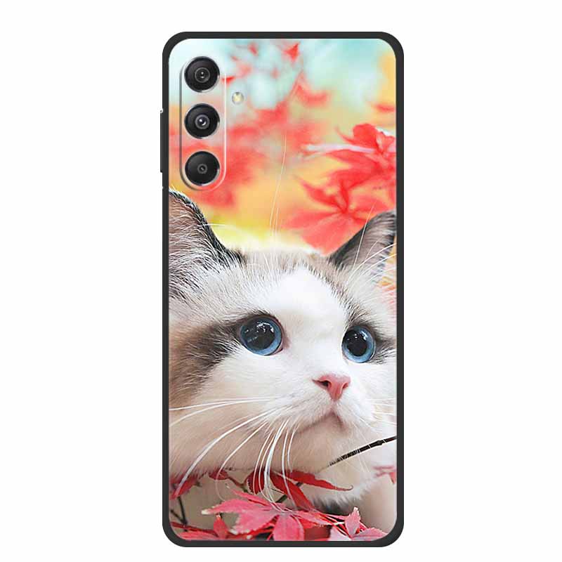 For Samsung Galaxy M36 A17 5G Case Flower Black Silicone Soft Back Cover For Samsung Galaxy S25 FE Plus Phone Case Coque Cartoon