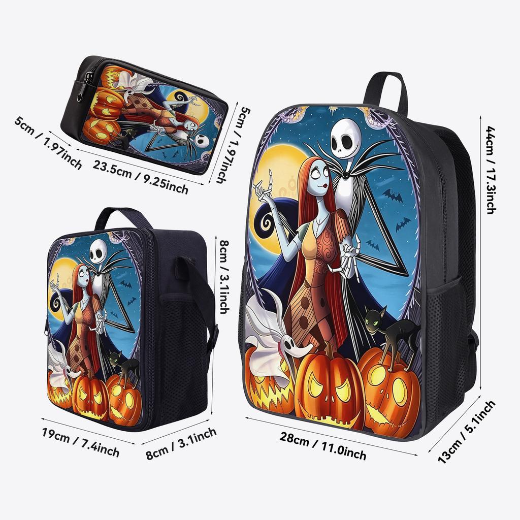 Nightmarechristmas Cartoon Backpack Student School Bag Computer Bag Lightweight Printed Backpack Cover