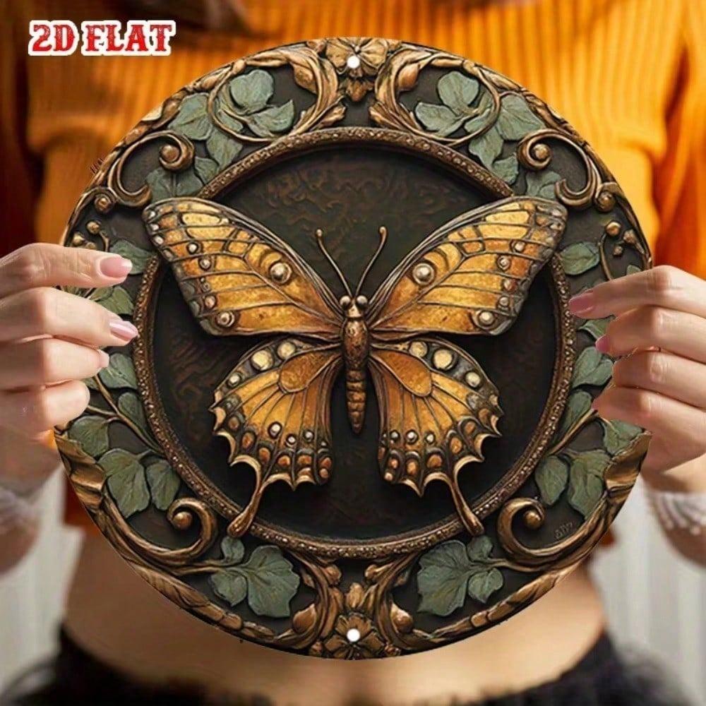 Vintage Gold 3D Butterfly Wall Sculpture, Bionic Insect Metal Decor for Home Cafe Living Room