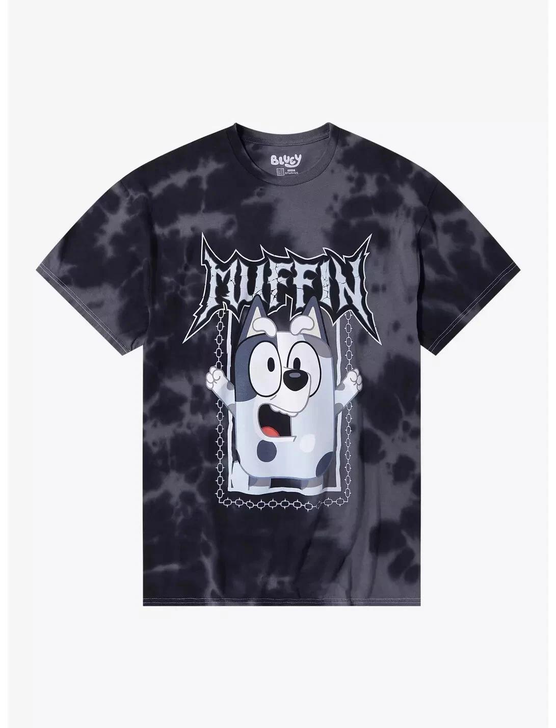 Bluey Mens Muffin Metal Tie-Dye Cartoon T-Shirt New XS, S M