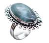 Larimar Natural Gemstone Antique Silver Plated Ring US Size-7 R 5209
