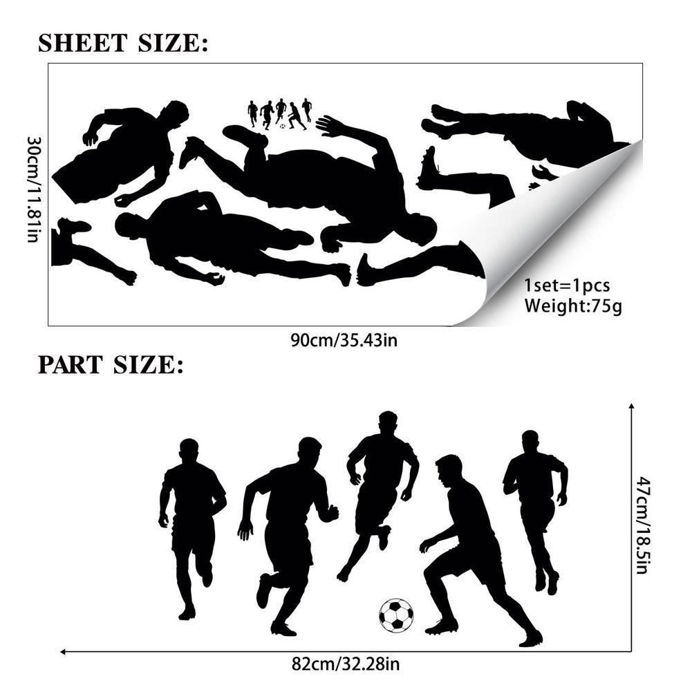 Soccer Sticker Soccer Wall Decal Sports-themed Room Black Wall Sticker Indoor Outdoor Compatible Flexible Material