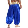 Mens Magical Hippie Harem Pants Metallic Shiny Patchwork Lantern Style Long Pants Arabian Prince Cosplay Costume