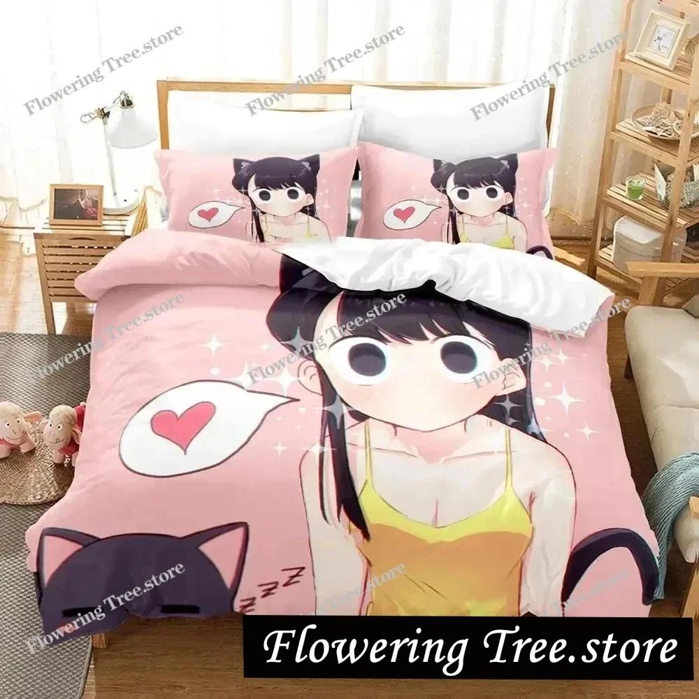 3d Anime Komi-san wa, Komyushou desu Bedding Set Boys Girls Twin Queen Size Duvet Cover Pillowcase Bed Kids Adult Home Textiles