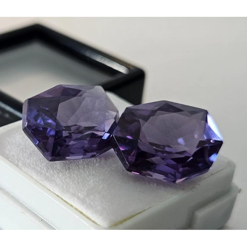 Certified Alexandrite Color Change Fancy Cut 23-24 Ct Pair Fabulous Gemstone