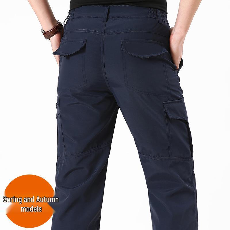 [Manufacturer] Men's Quick-Dry Multi-Pocket Cargo Trousers - Lightweight, Loose Fit for Outdoor and Tactical Use, Size 105