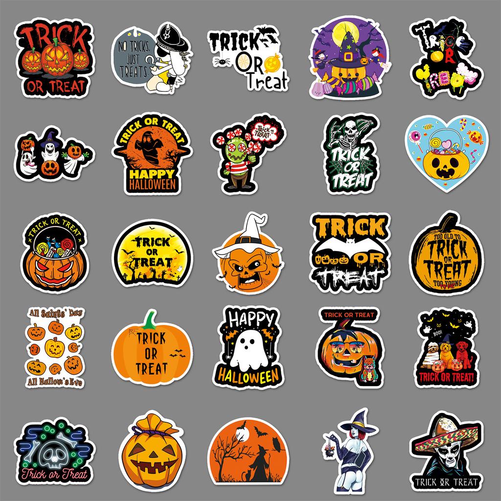 50 Halloween Cartoon Pumpkin Doodle Laptop Suitcase Car Scooter Decoration Stickers