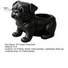 Mini Planter with Storage 3D Printed Pug Figurine Planter, Realistic Dog Statue Back Planting Slot, Matte Black Decor for Succulents Office