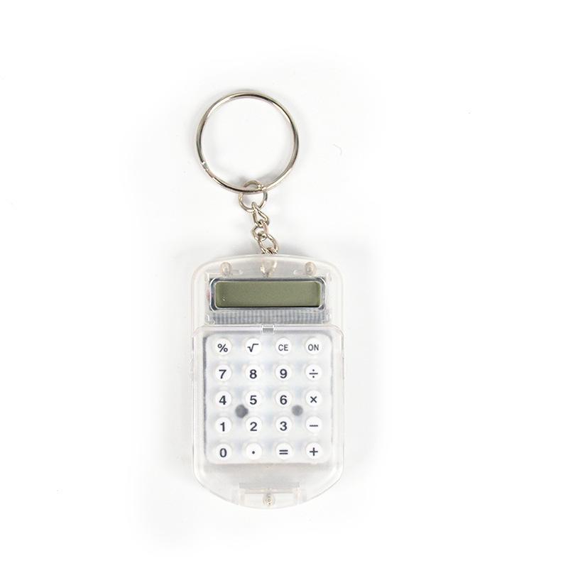 Mini Transparent Flip Calculator Keychain - Portable Creative Pocket Calculator for Students