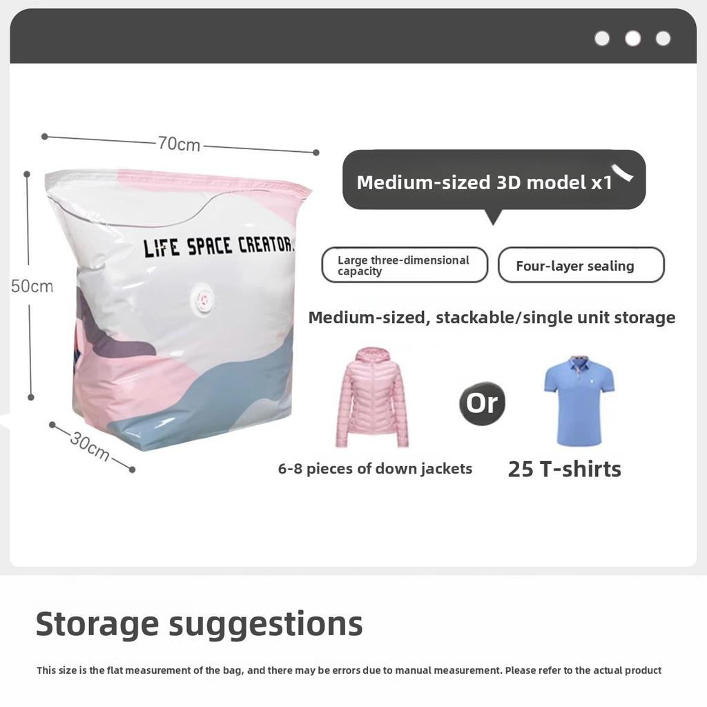 Vacuum Compression Bags for Clothing and Blankets, No Pump Space Saver, Heavy Duty Sealed Travel Packing Bags with Hand Roll