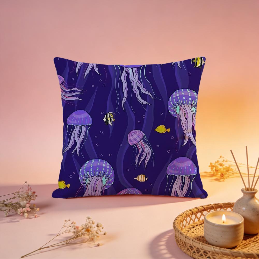 Dreamy Glowing Jellyfish Cushion Cover Comfortable Durable Pillow Cover MultiScene for Home Office Car Sofa