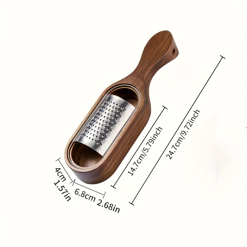 Premium Acacia Wood Handle Stainless Steel Cheese Grater Ideal for Shredding Chocolate, Vegetables Fruits Durable Kitchen Tool with Multiple Blades