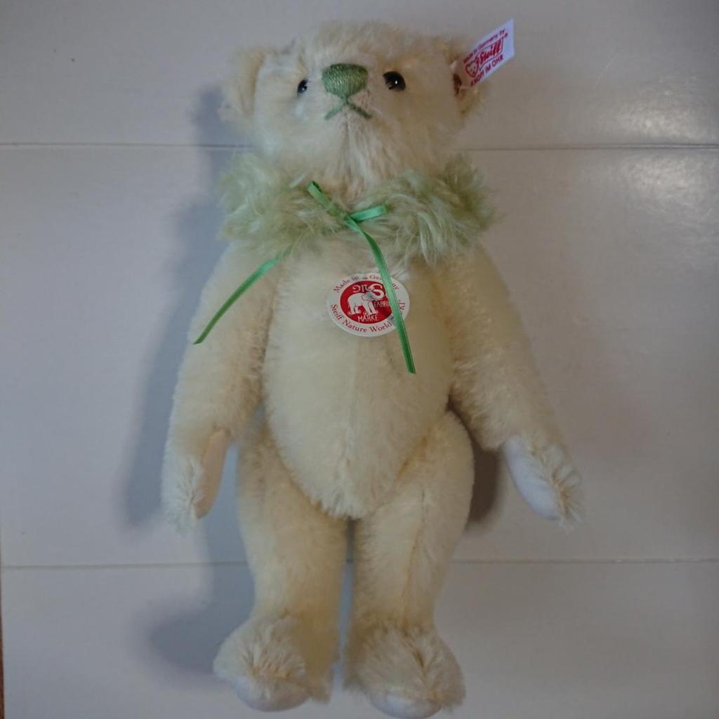 [USED] White Tag YUKI 26cm Steiff Teddy Bear with Certificate of Authenticity