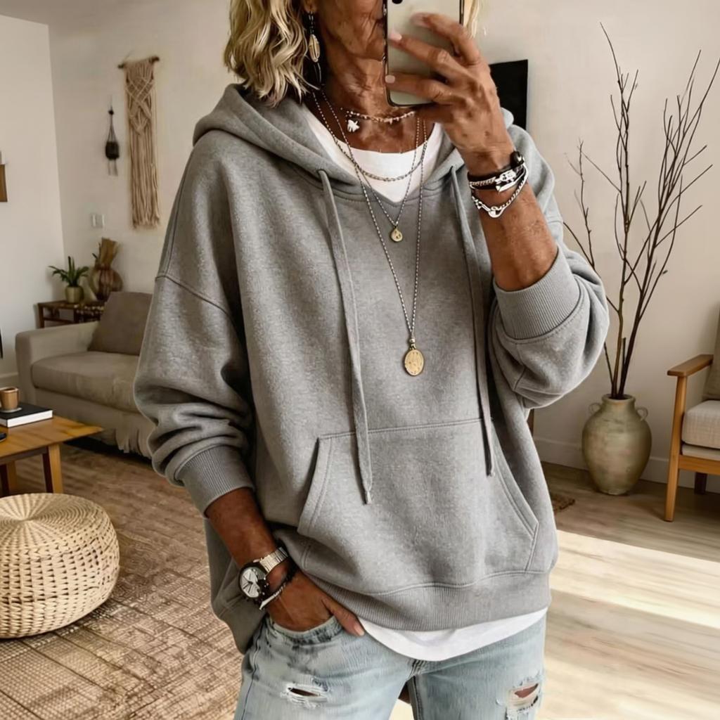 Women's Loose Fit Hoodie with Pockets Casual Long Sleeve Pullover Sweatshirt for Everyday Wear