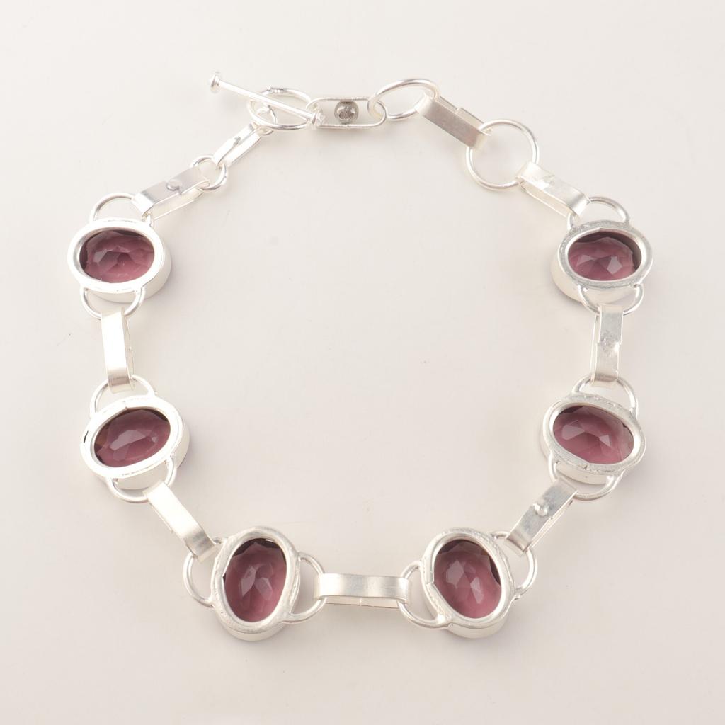 Vzácný rodolitový drahokam 925 Sterlingové stříbro Šperky Náramek 9" Pro ženy Dárek RB-6-2