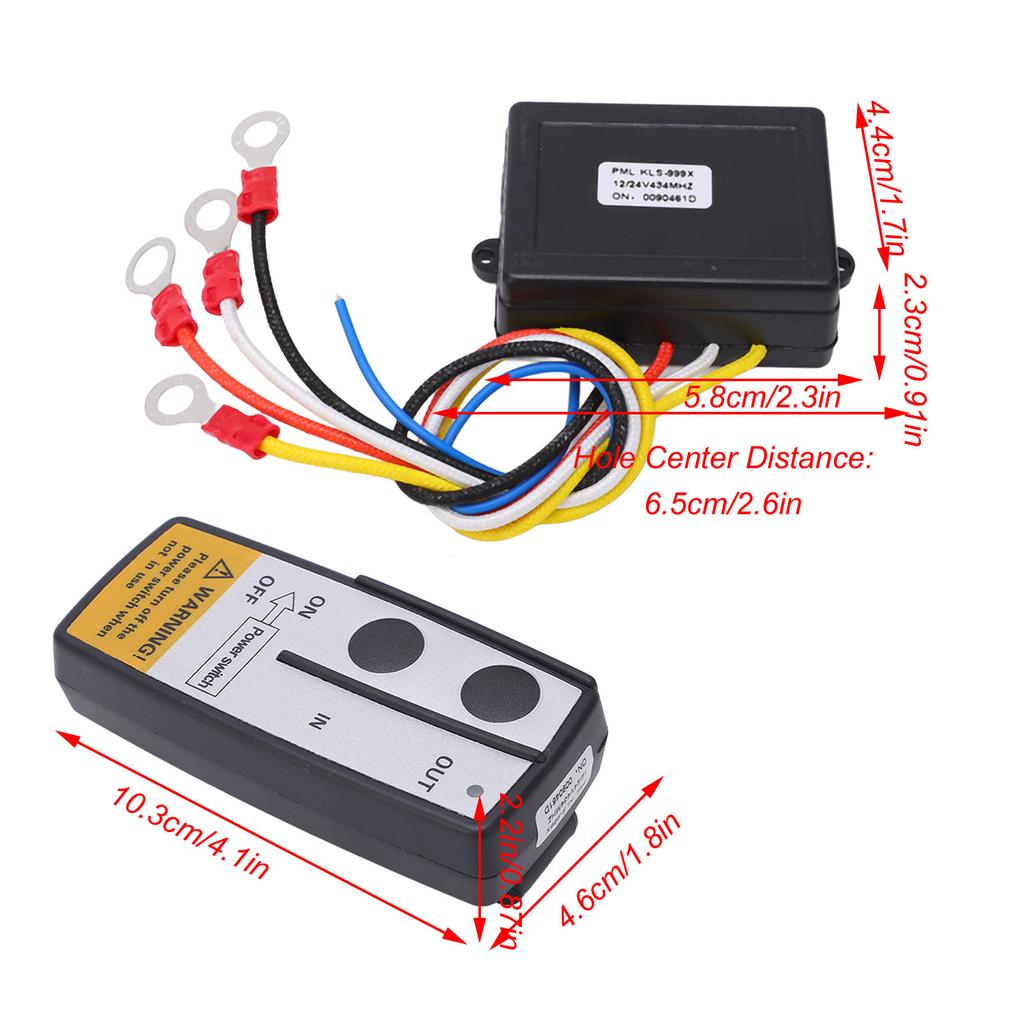 Wireless Winch Remote Control Key Receiver Kit 75ft Long Distance DC 12V 24V Universal