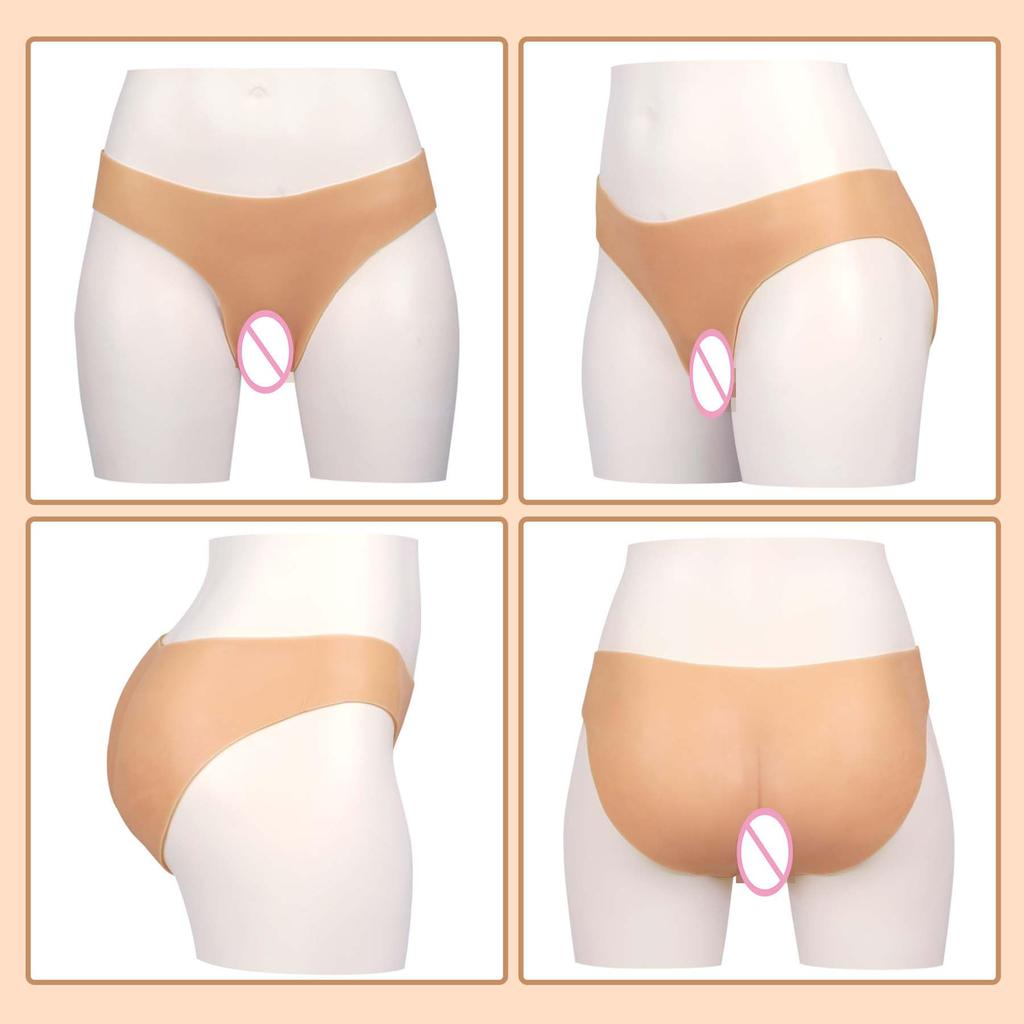 TEYVIYI Silicone Pants with Insertable Urethra for and Transgender Cosplay Crossdressing, Crossdressing, (Bikini, White)