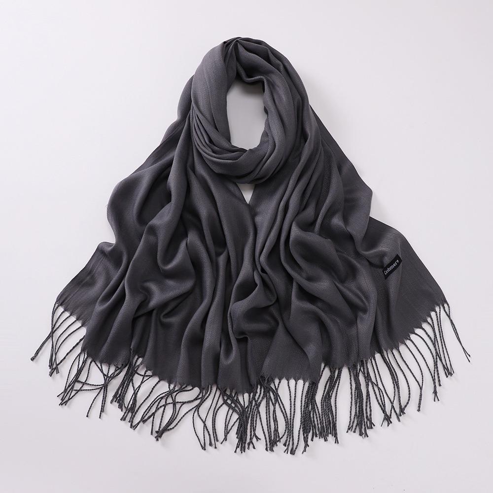 Imitation Cashmere Tassel Scarf - Chinese Red, Ideal for Autumn/Winter Celebrations, Company Events, and Parties with Custom Printed Logo