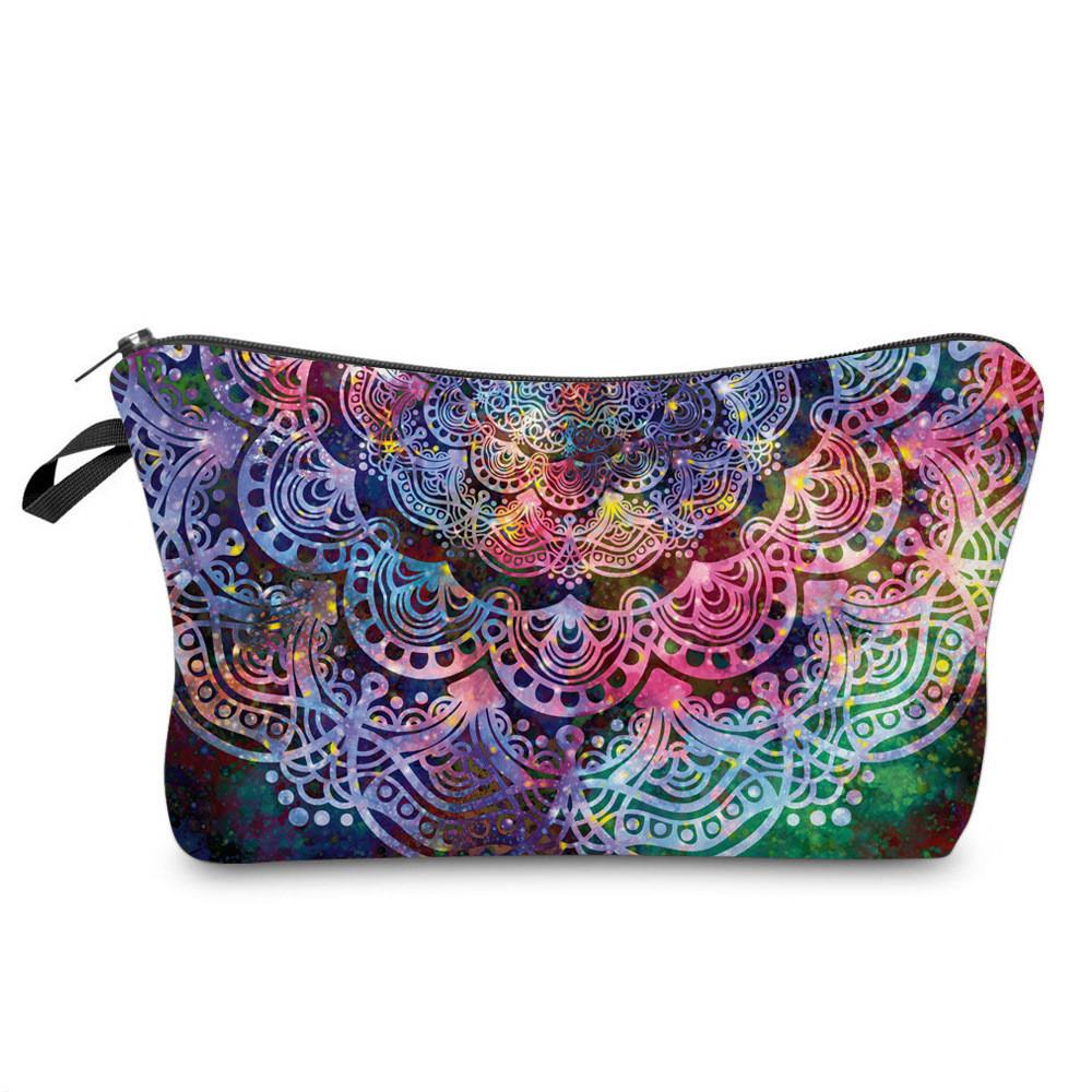 Mandala Makeup Bag Printed Multi Functional Portable Travel Storage Pouch Wash