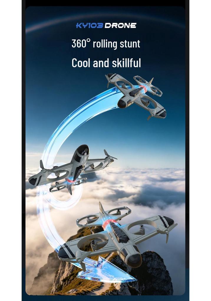 KY103 Stunt Kids' Durable RC Fighter Aircraft Model Quadcopter Toy Drone