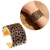 Adjustable Leopard Print Wide Cuff Bracelet Flocking Texture Wristband For Comfort Alloy Construction Stylish Wear