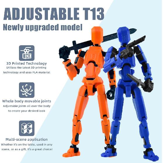 Already Assembled T13 Action Figure Accessories,T13 Multi-Jointed Movable,for Collectors Desktop Decorations t-13 Movability 3D Printed Toys