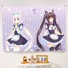 Anime Girl Cat Ear Maid Kawaii Banner Background Super Scene Decoration Banner Backdrop Baby Shower