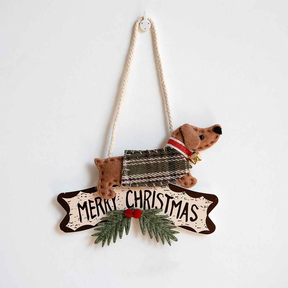 Dachshund Christmas Dog Door Hanger Pine Berry Christmas Bell Wreath Hanger Xmas Party Supplies