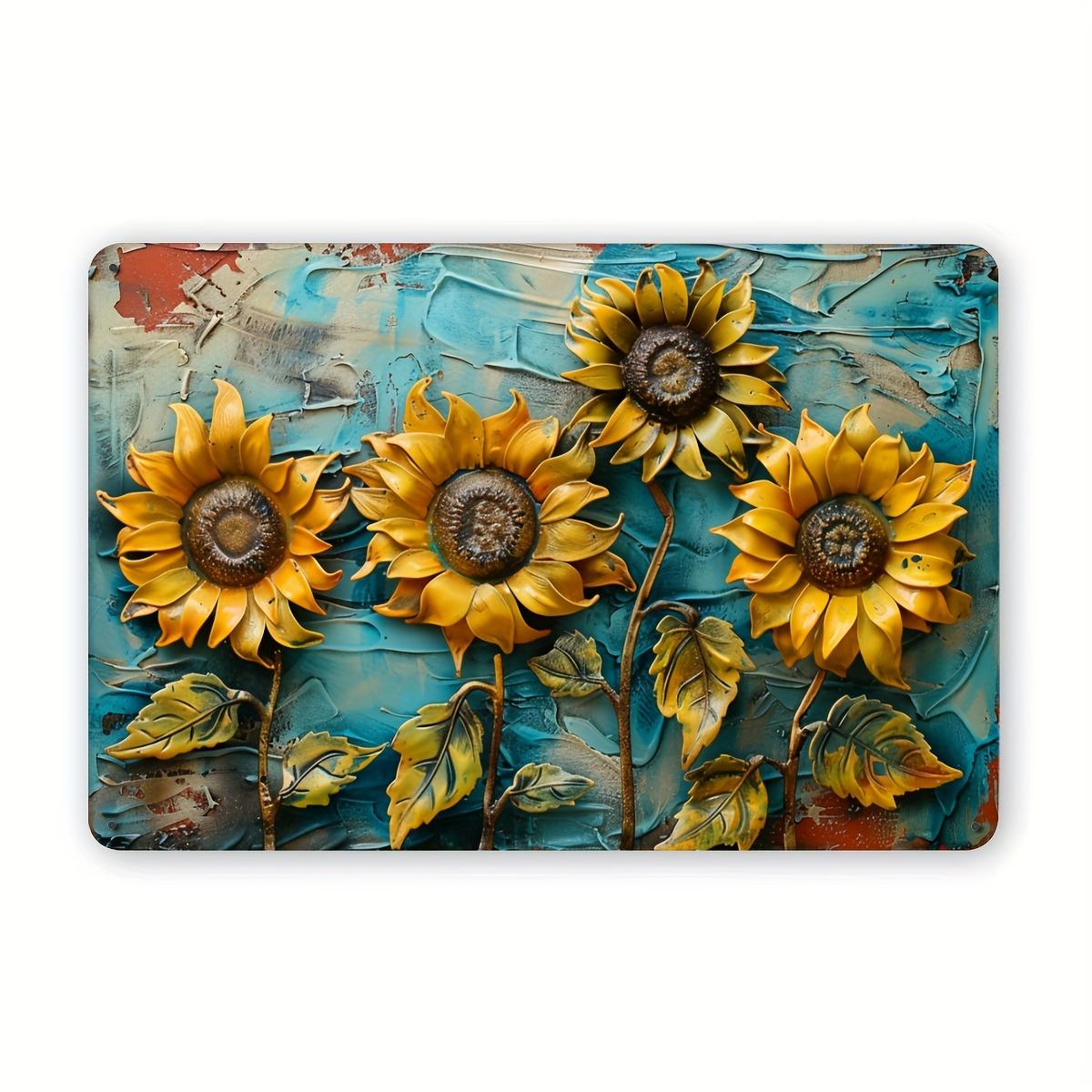 Vintage Sonnenblumen Blechschild 3D Wandkunst Dekoration Haus Bar Café 20x30cm weiß