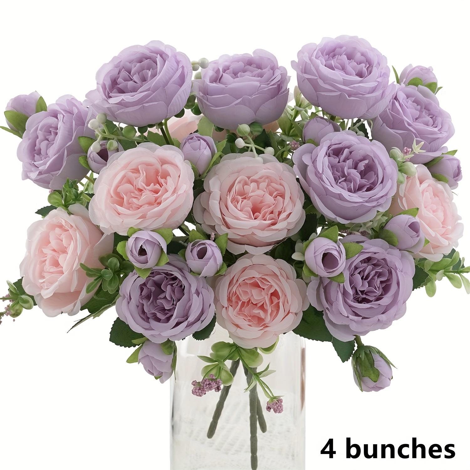 

4 Bunches Realistic Artificial Peony Flowers Bouquets - for Indoor/Outdoor Wedding, Party, Home Decor - Seasonal Home Decor, Decorative Peonies фиолетовый