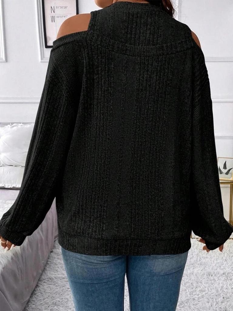 2025 Women's Casual Solid Off-Shoulder Knit Top - European/American Autumn & Winter Fashion