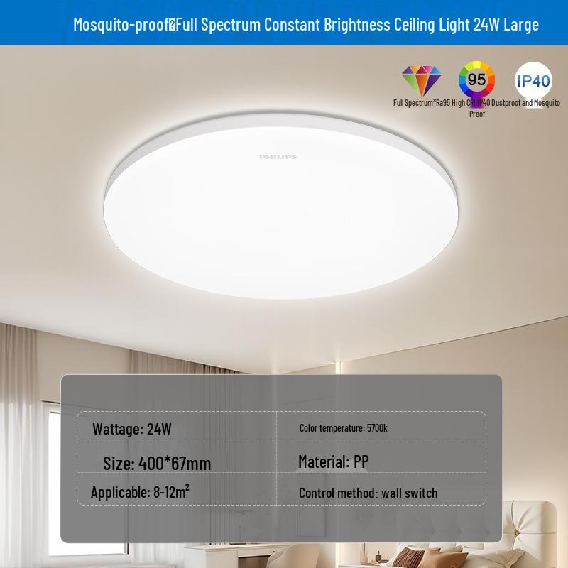 Three-Proof Minimalist Ceiling Light - Full Spectrum for Kitchen, Balcony, Bedroom