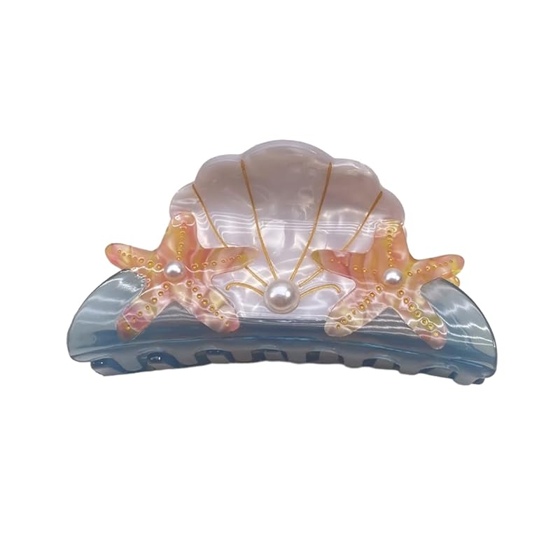 Starfish and Shell Hair Clip,Acetate Hair Claw,Small Hair Clips for Women