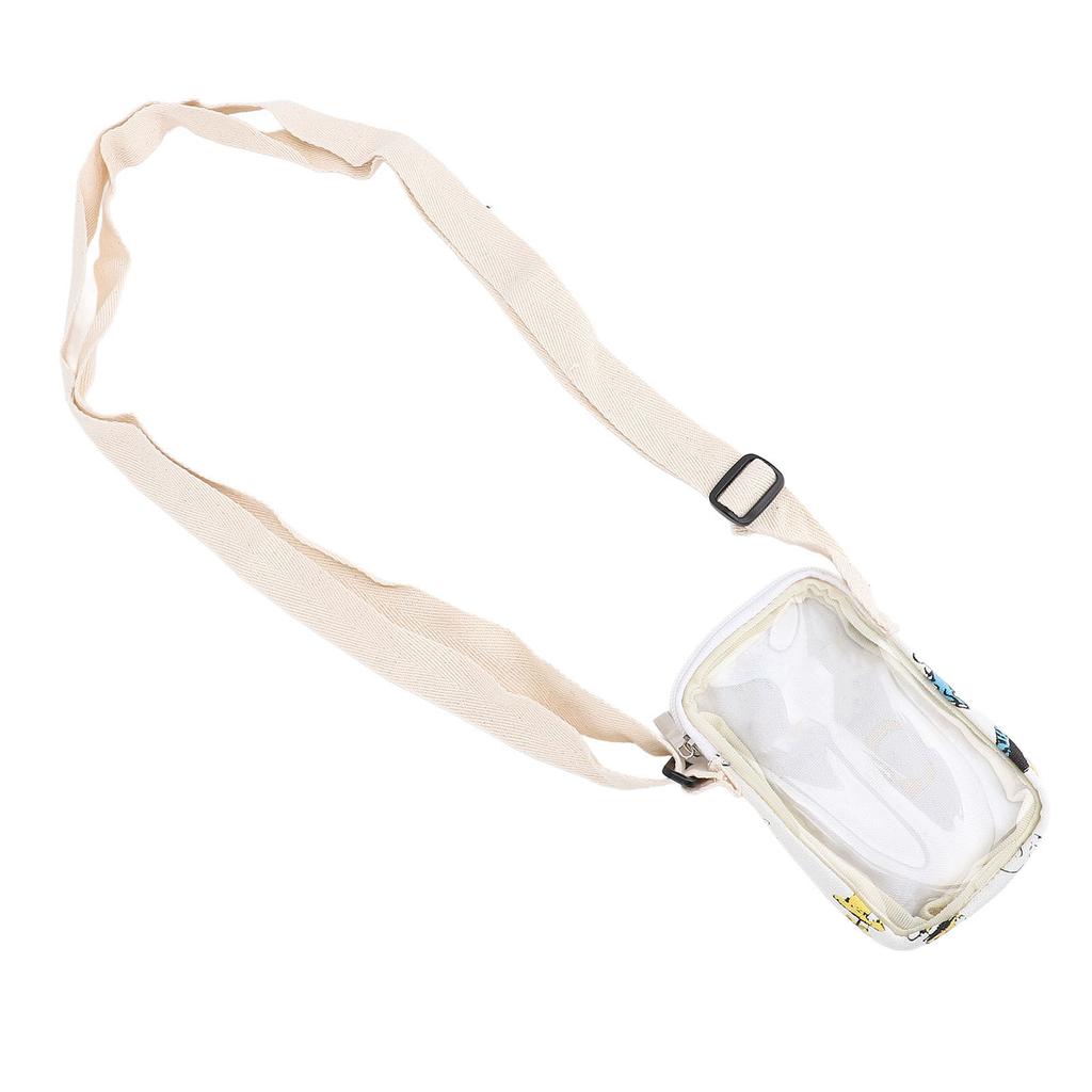 Portable Small Shoulder Pouch Bag Transparent Soft Shell Hanging Pouch with Adjustable Shoulder Stra