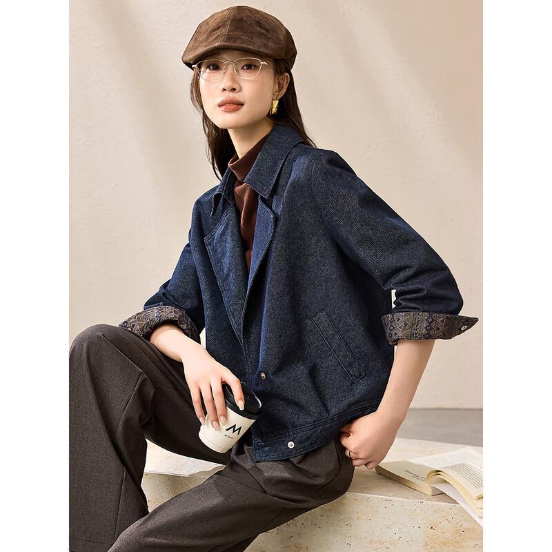 Женская джинсовая куртка Mohan Yimei в ретро-стиле с геометрическим принтом L