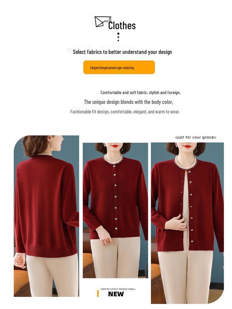 Chic Spring Knit Jacket & Cardigan Set for Stylish Middle-Aged Women - 2026 Fashion Collection