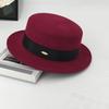 New French retro flat-top woolen top hat women's autumn and winter British versatile fashion wide-brimmed hat simple