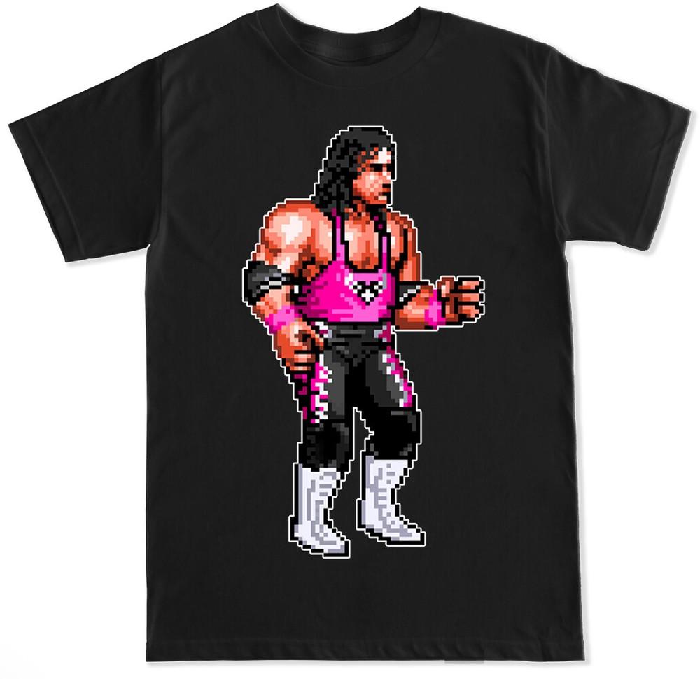 PIXEL HITMAN BRET HART VIDEO GAME FUNNY PRO WRESTLING HUMOR WRESTLE MENS T SHIRT Unisex T-Shirt XL