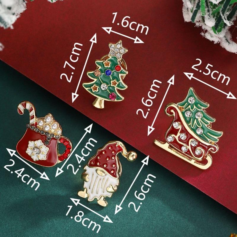 Hot Sale Fashion Alloy Diamond Christmas Tree Sleigh Cute Christmas Theme Brooch