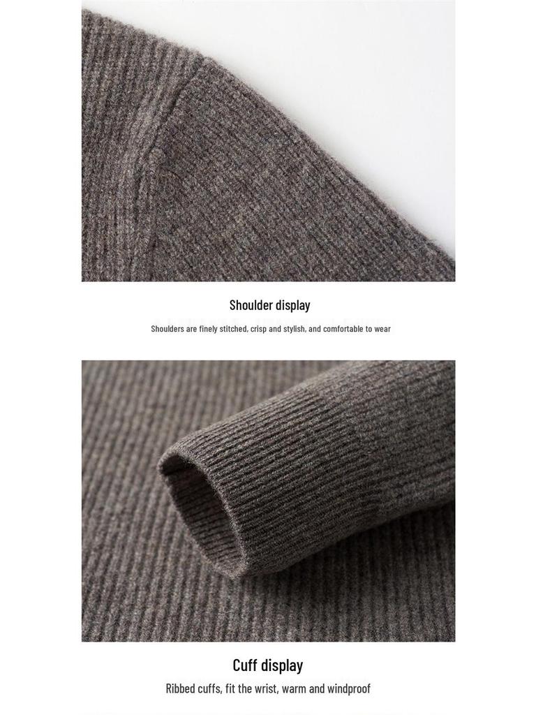 Men's 2025 Winter Wool Sweater: Fashionable Korean Style, Loose Fit, Thickened Round Neck for Middle-Aged and Young Men.