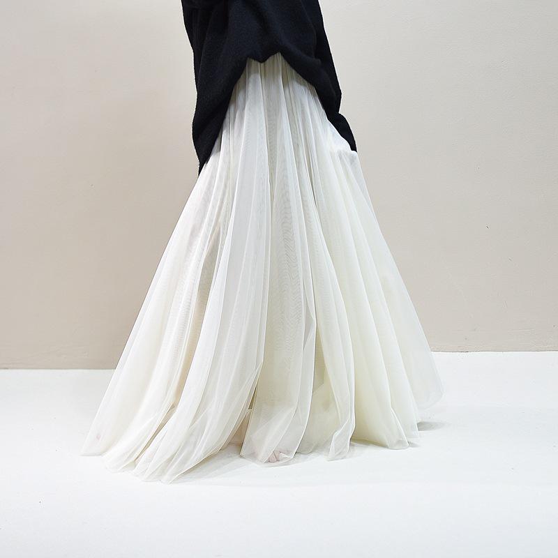 A-line Women's Summer Mesh Gauze Skirt - Fairy Style, Wide Hem, Mid-Length, Slimming Temperament