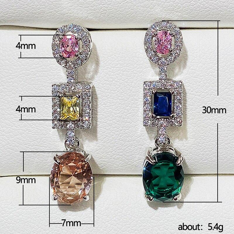 BELLA BOX Creative Multicolored Dangle Earrings Women For Cocktail Party Fashion Earrings With Brilliant Zircon Jewelry