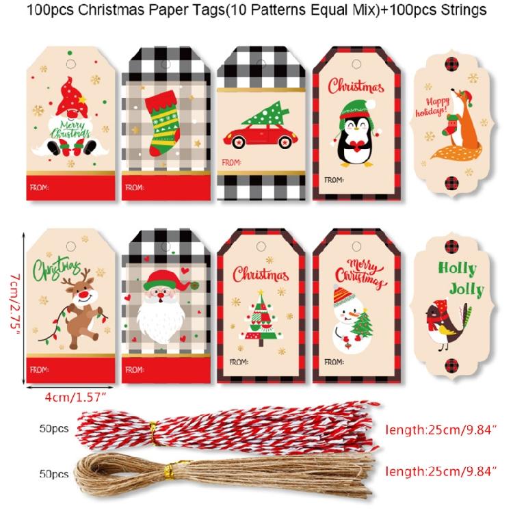 DIY Tags with Rope Merry Christmas Labels Gift Hang Paper Card Xmas Party Supply