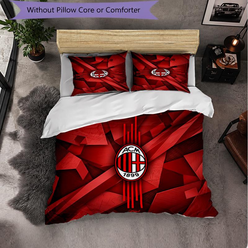 Set Lenzuola AC Milan Modello 3 Pezzi Morbida Copripiumino in Microfibra con Federe per Camera da Letto