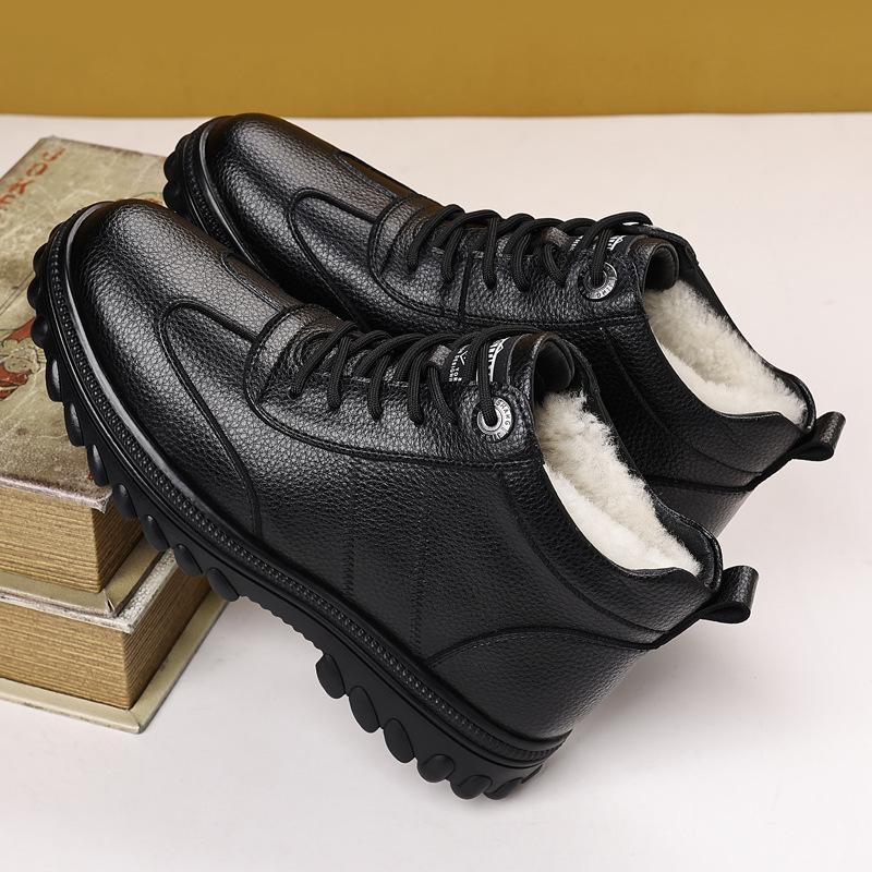 New Winter Men's Cotton Shoes Wool Warm High-top Thickened Non-slip Snow Boots Leather Boots Men's Hiking Boots
