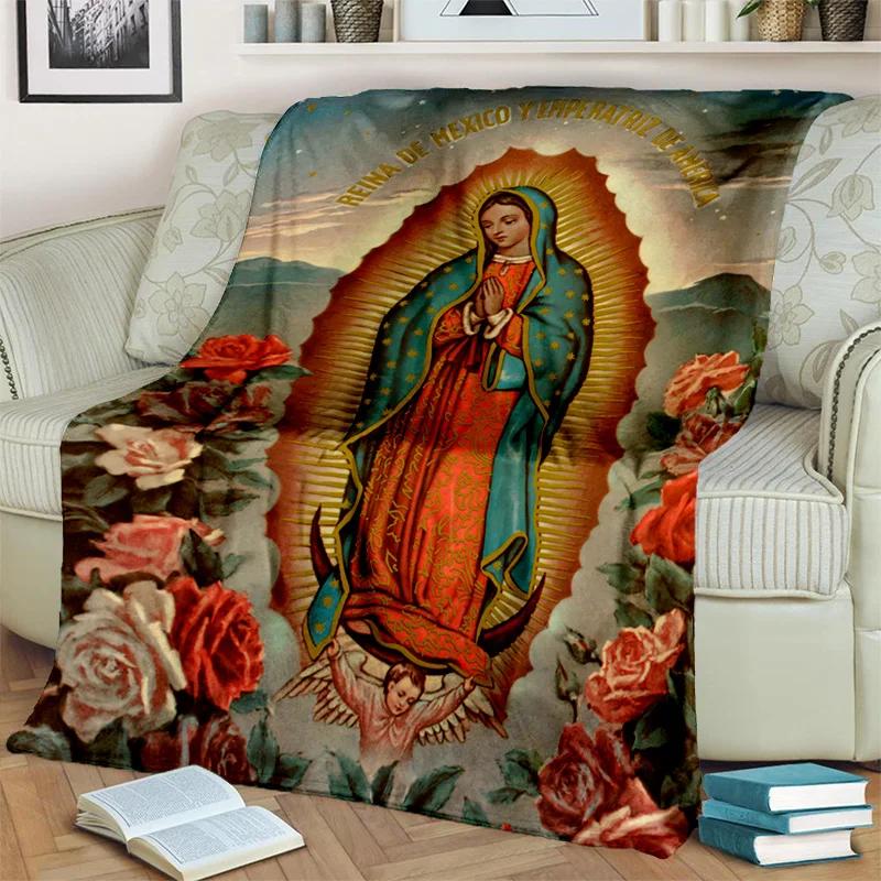 3D Blessed Virgin Mary Jesus HD Blanket,Soft Throw Blanket for Home Bedroom Bed Sofa Picnic Travel Office Rest Cover Blanket Kid