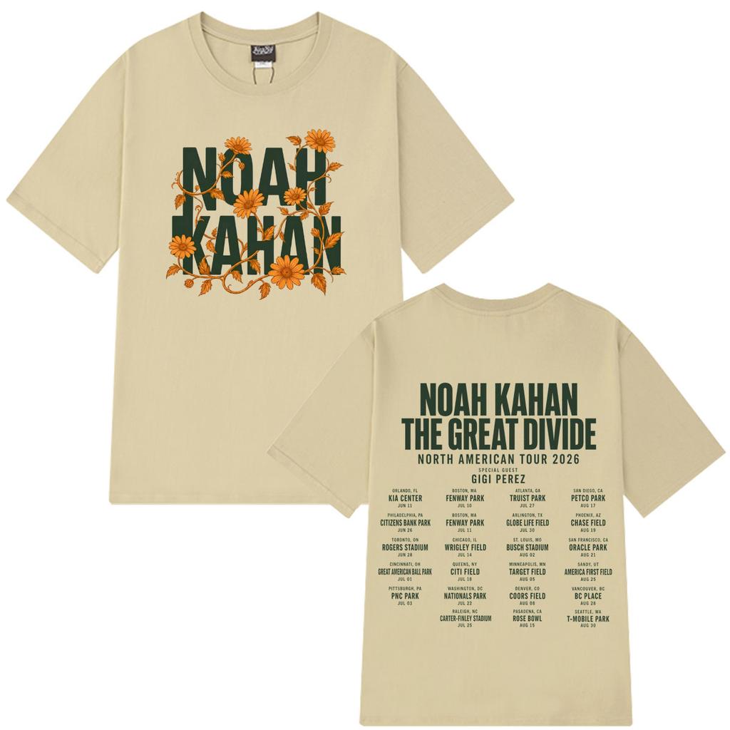 Singer Noah Kahan The Great Divide Tour Graphic Shirt Men Women Aesthetic Trend Y2K T-shirt Loose Casual Tops