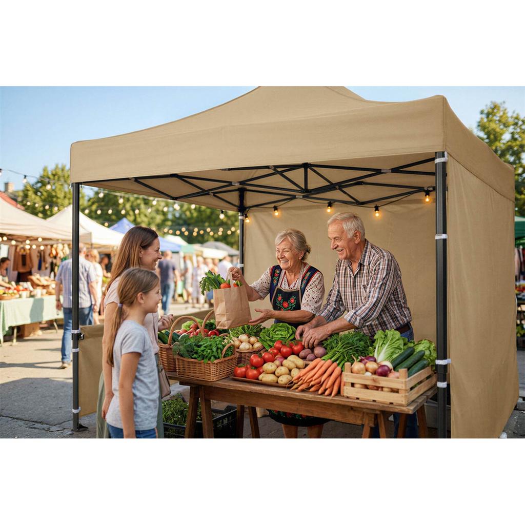 Gazebo da Giardino 3 Pareti 3 X 3M Beige Plonos